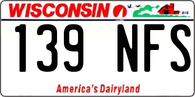 WI license plate 139NFS