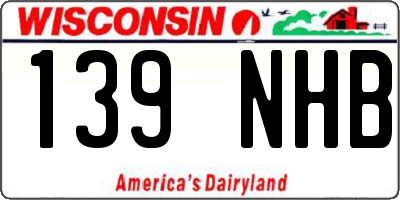 WI license plate 139NHB