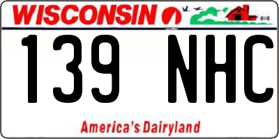 WI license plate 139NHC