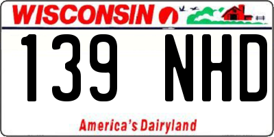 WI license plate 139NHD