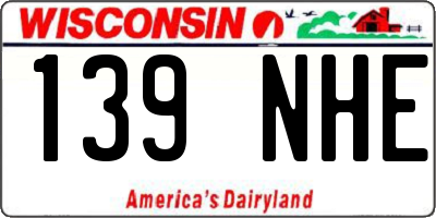 WI license plate 139NHE