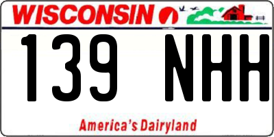 WI license plate 139NHH