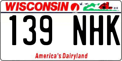 WI license plate 139NHK
