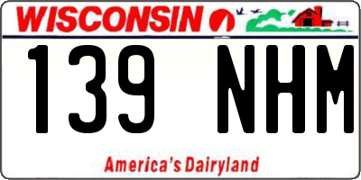 WI license plate 139NHM