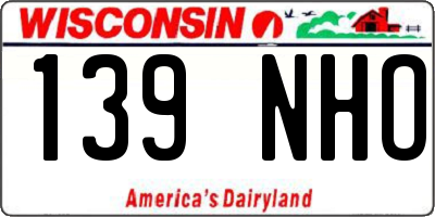 WI license plate 139NHO