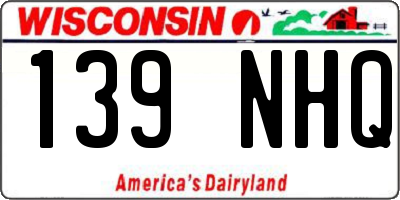 WI license plate 139NHQ