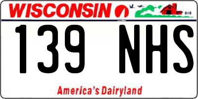 WI license plate 139NHS