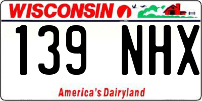 WI license plate 139NHX