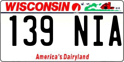 WI license plate 139NIA