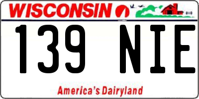 WI license plate 139NIE