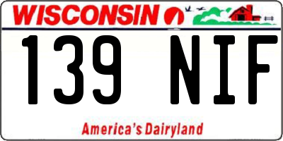 WI license plate 139NIF