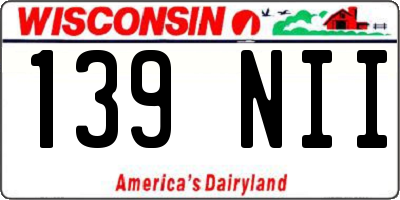 WI license plate 139NII
