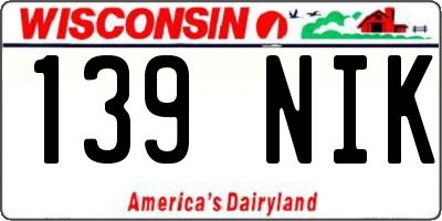 WI license plate 139NIK