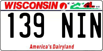WI license plate 139NIN