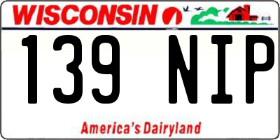 WI license plate 139NIP