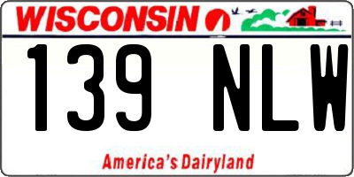 WI license plate 139NLW