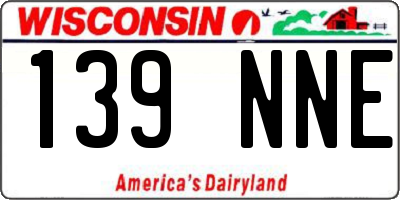 WI license plate 139NNE