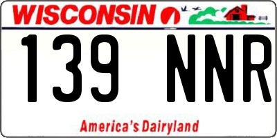 WI license plate 139NNR