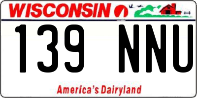 WI license plate 139NNU