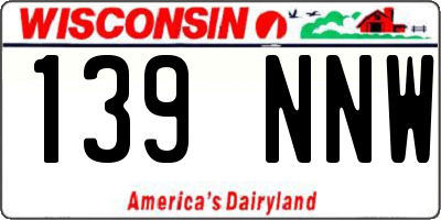 WI license plate 139NNW