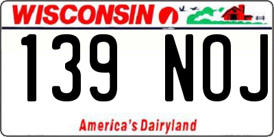 WI license plate 139NOJ