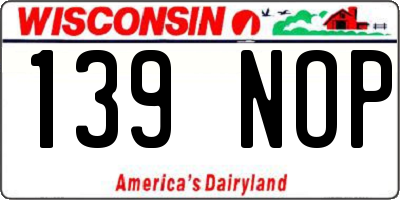 WI license plate 139NOP