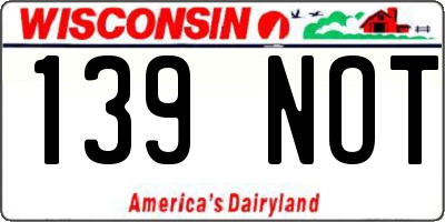 WI license plate 139NOT
