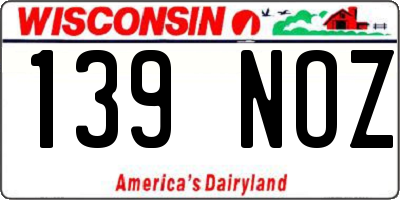 WI license plate 139NOZ