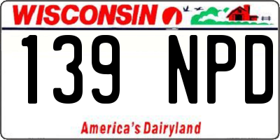 WI license plate 139NPD