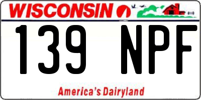 WI license plate 139NPF