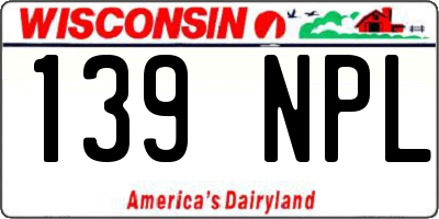 WI license plate 139NPL