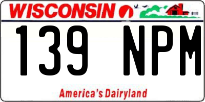 WI license plate 139NPM