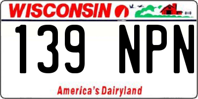 WI license plate 139NPN
