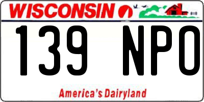 WI license plate 139NPO