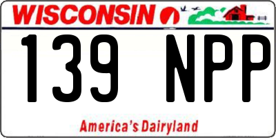 WI license plate 139NPP