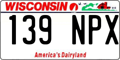 WI license plate 139NPX