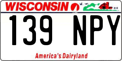 WI license plate 139NPY