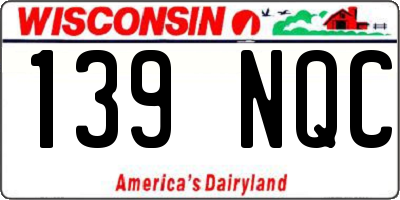 WI license plate 139NQC