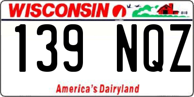 WI license plate 139NQZ