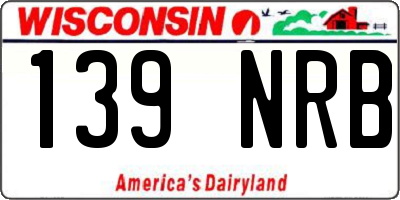 WI license plate 139NRB