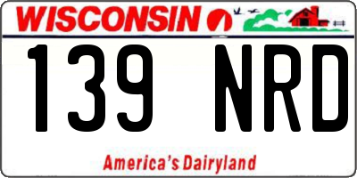 WI license plate 139NRD