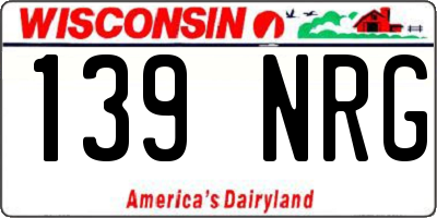 WI license plate 139NRG