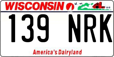 WI license plate 139NRK