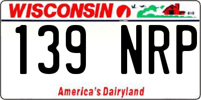WI license plate 139NRP