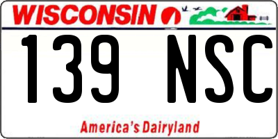 WI license plate 139NSC