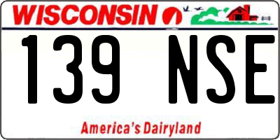 WI license plate 139NSE