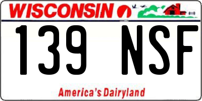 WI license plate 139NSF