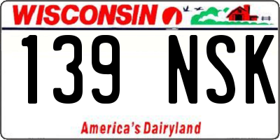 WI license plate 139NSK