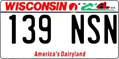 WI license plate 139NSN