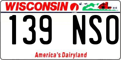 WI license plate 139NSO